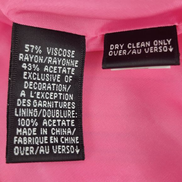 Dana Buchman Blazer Size 10-12 Pink & Multi Color Stripe Jacket Ribbon Cuffs - Picture 6 of 12